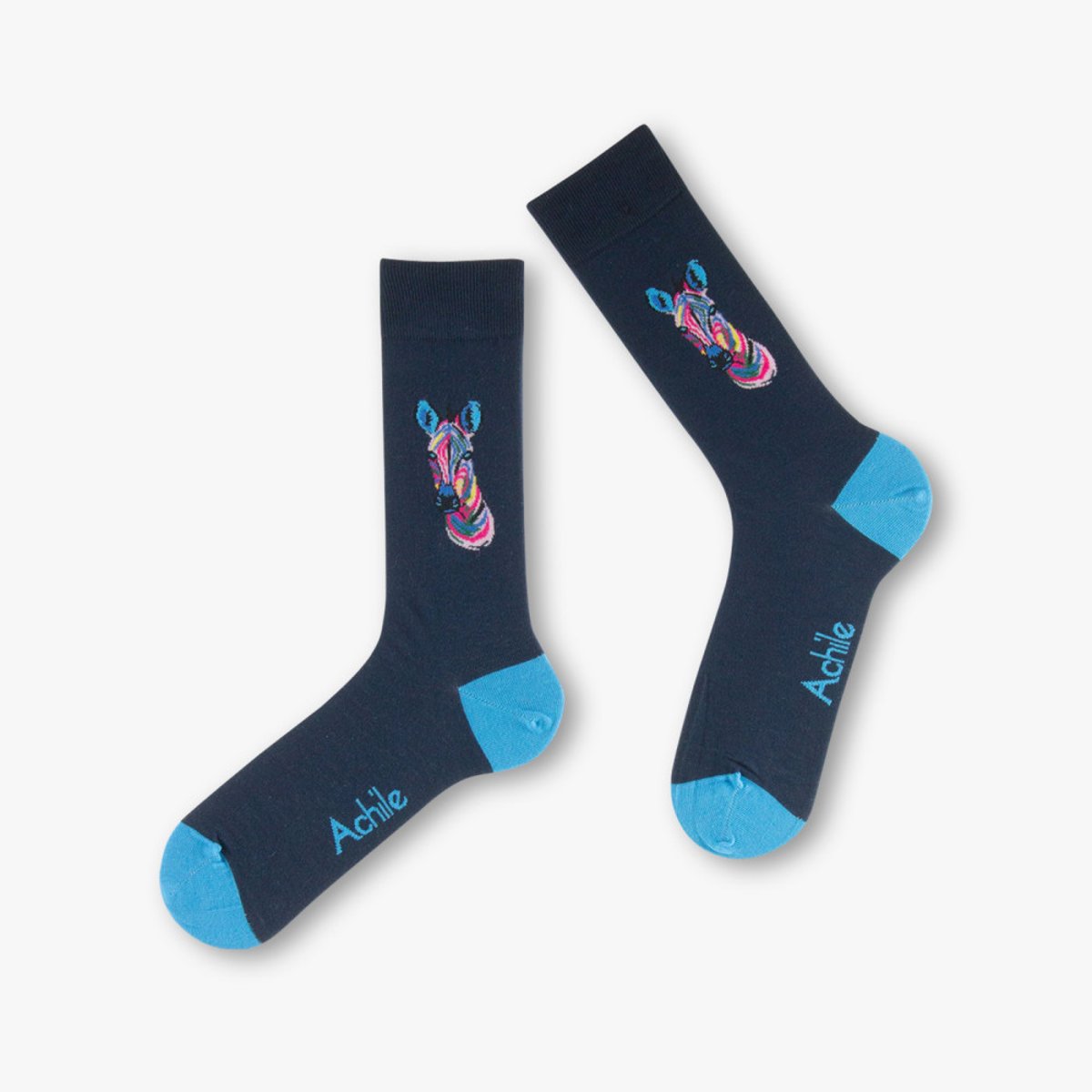 Mi-chaussettes Homme Achile zèbre Coton majoritaire marine, ACHILE