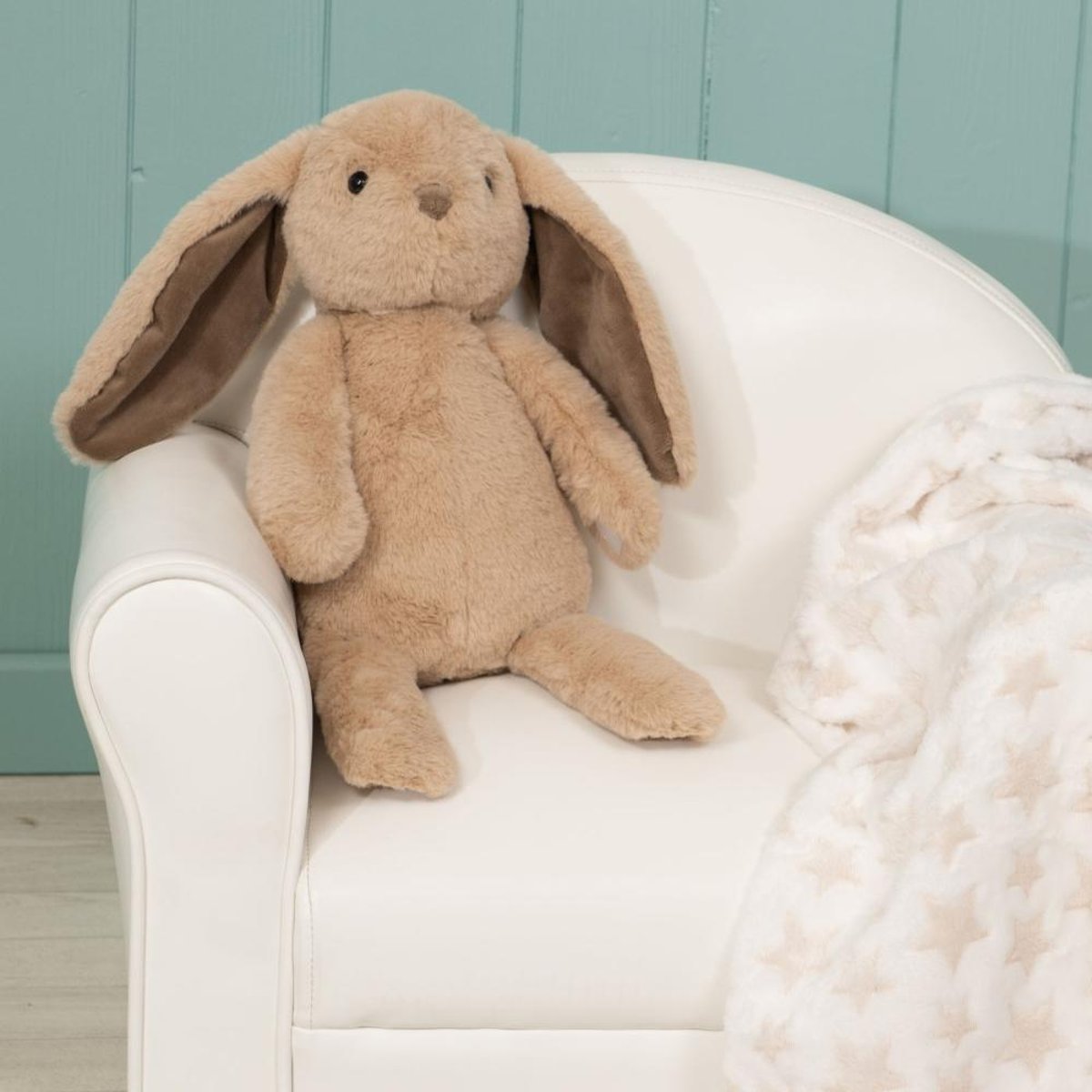 Doudou Lapin et son plaitoilé 90x75cm marron, AMADEUS LES PETITS