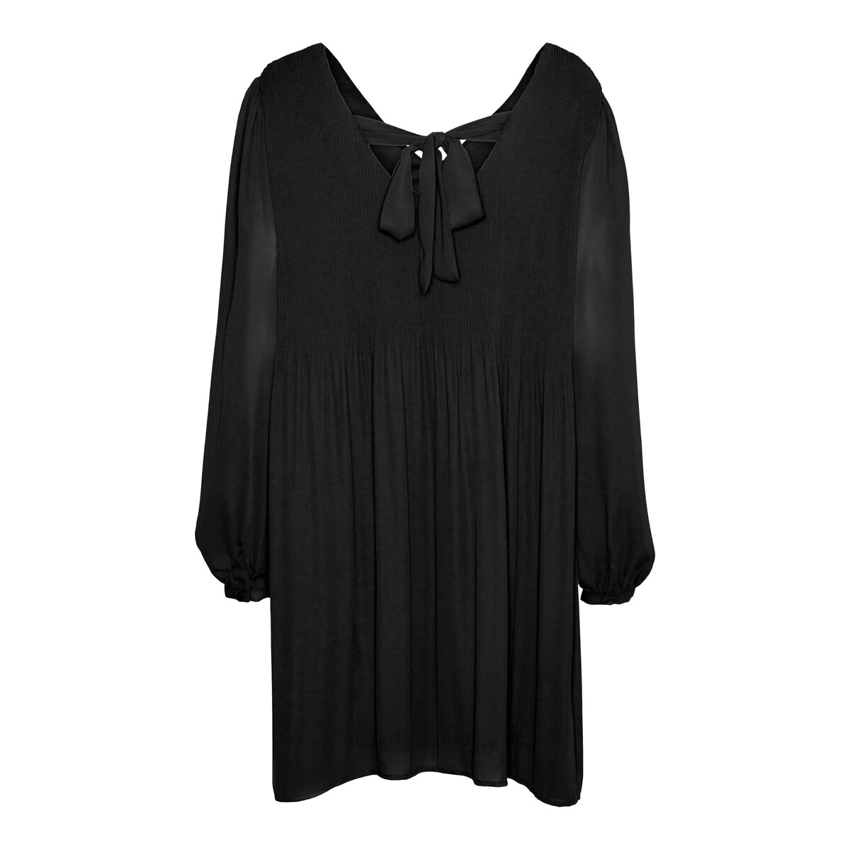 Pleated Mini Dress with Tie-Back black, VERO MODA