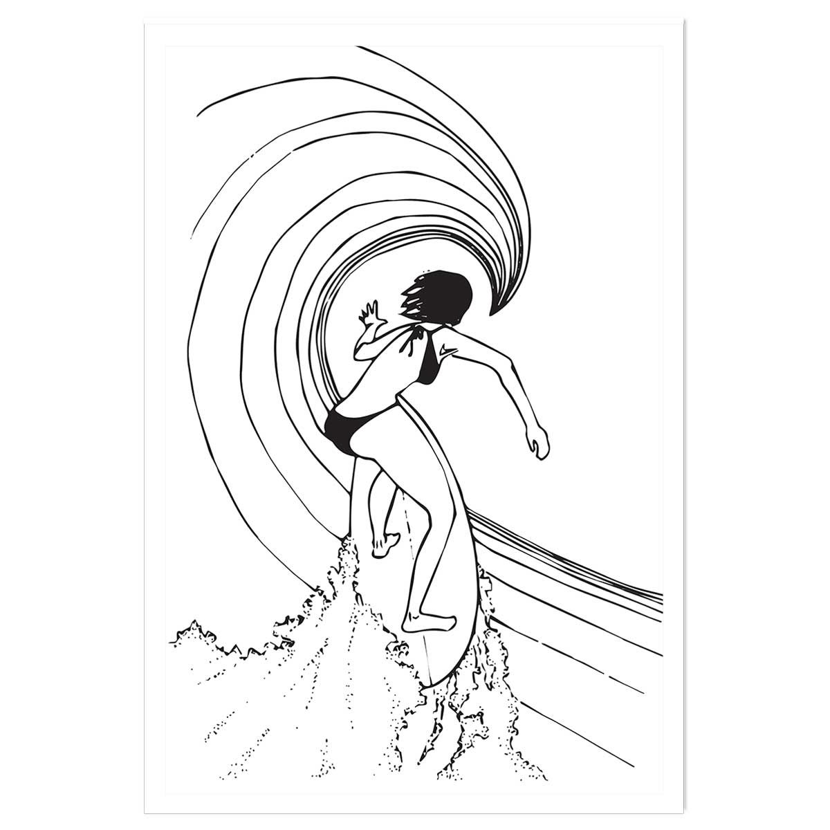 Poster surfeuse tube affiche seule, HEXOA