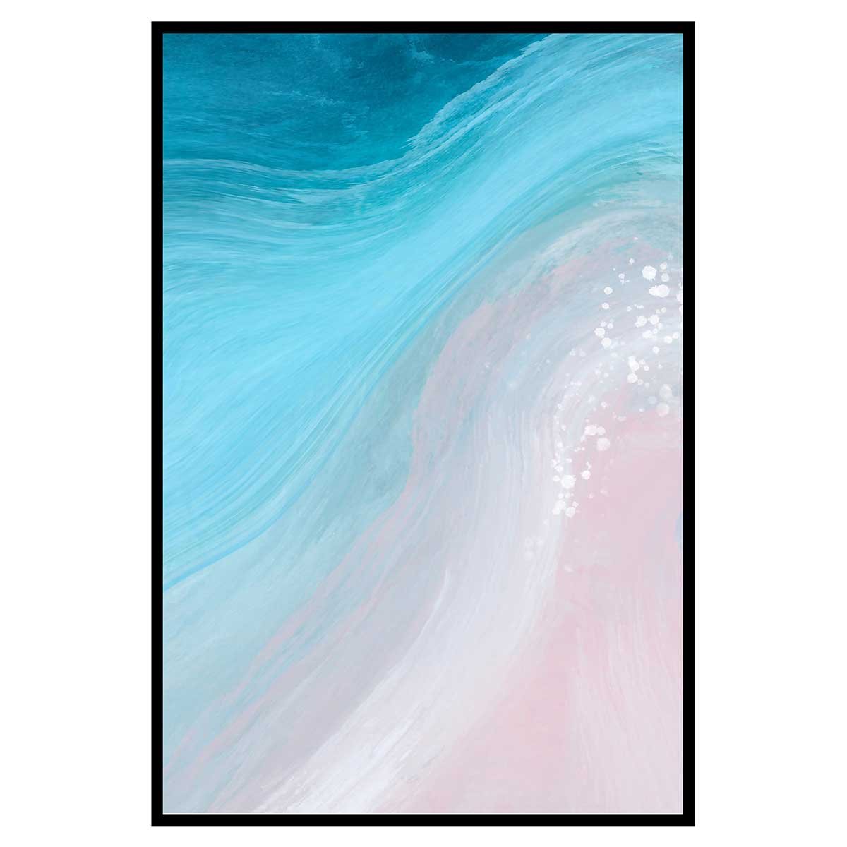 Affiche encadrée abstraite vague pastel minimaliste affiche + cadre en métal - noir, HEXOA
