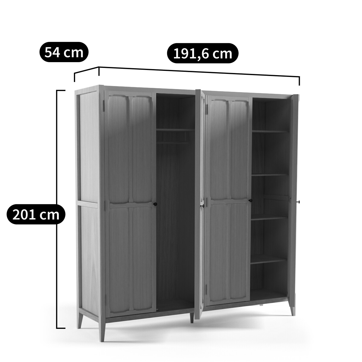 Armoire 4 portes, Eugénie gris clair, LA REDOUTE INTERIEURS
