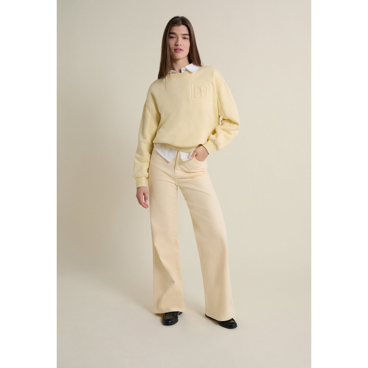 Pantalon droit taille haute CLEMENCE GD vanille, ETAM