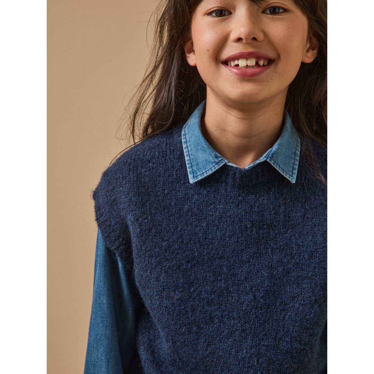 Pull sans manches laine et alpaga marine, CYRILLUS