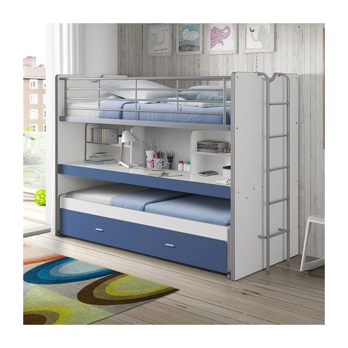 BONNY Compact80 Lits superposés 2 couchages Bleu couleur unique, VIPACK