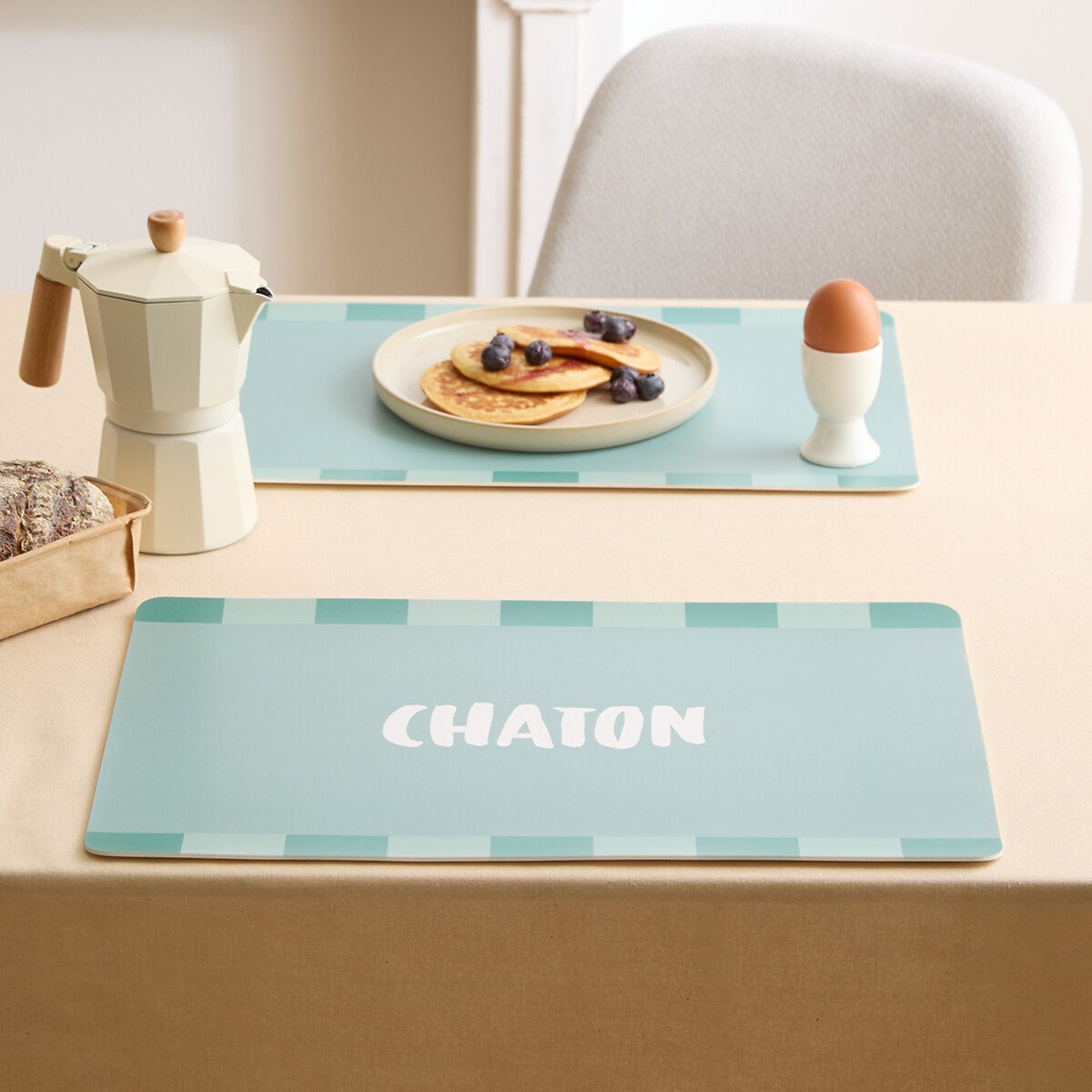 Set de table rectangulaire avec inscription Chaton couleur unique, ATMOSPHERA