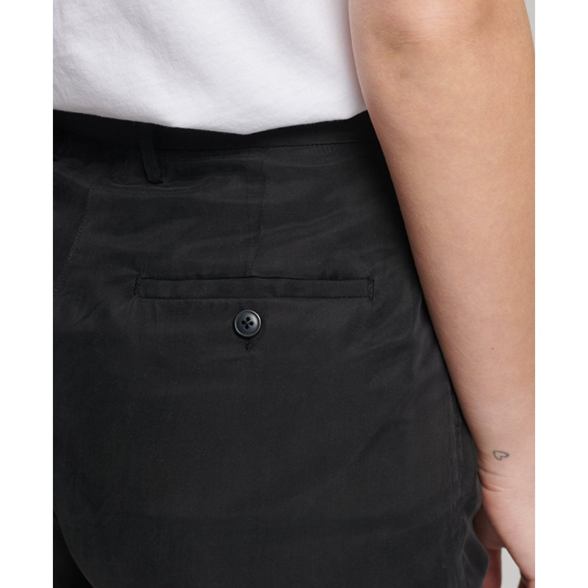 Short en cupro noir, SUPERDRY