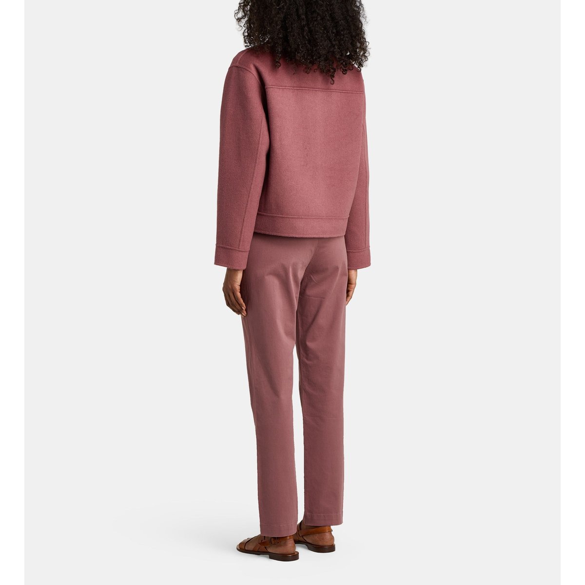 Manteau court bobo laine mélangée rose, JODHPUR