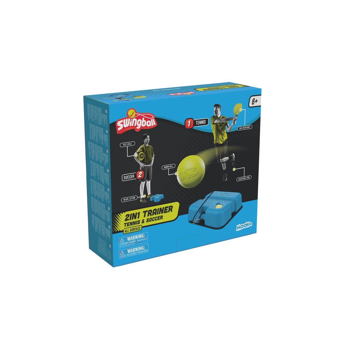 Jeu de balles 2en1 Swingball REFLEX TENNIS & FOOTBALL bleu - noir - jaune, SWINGBALL