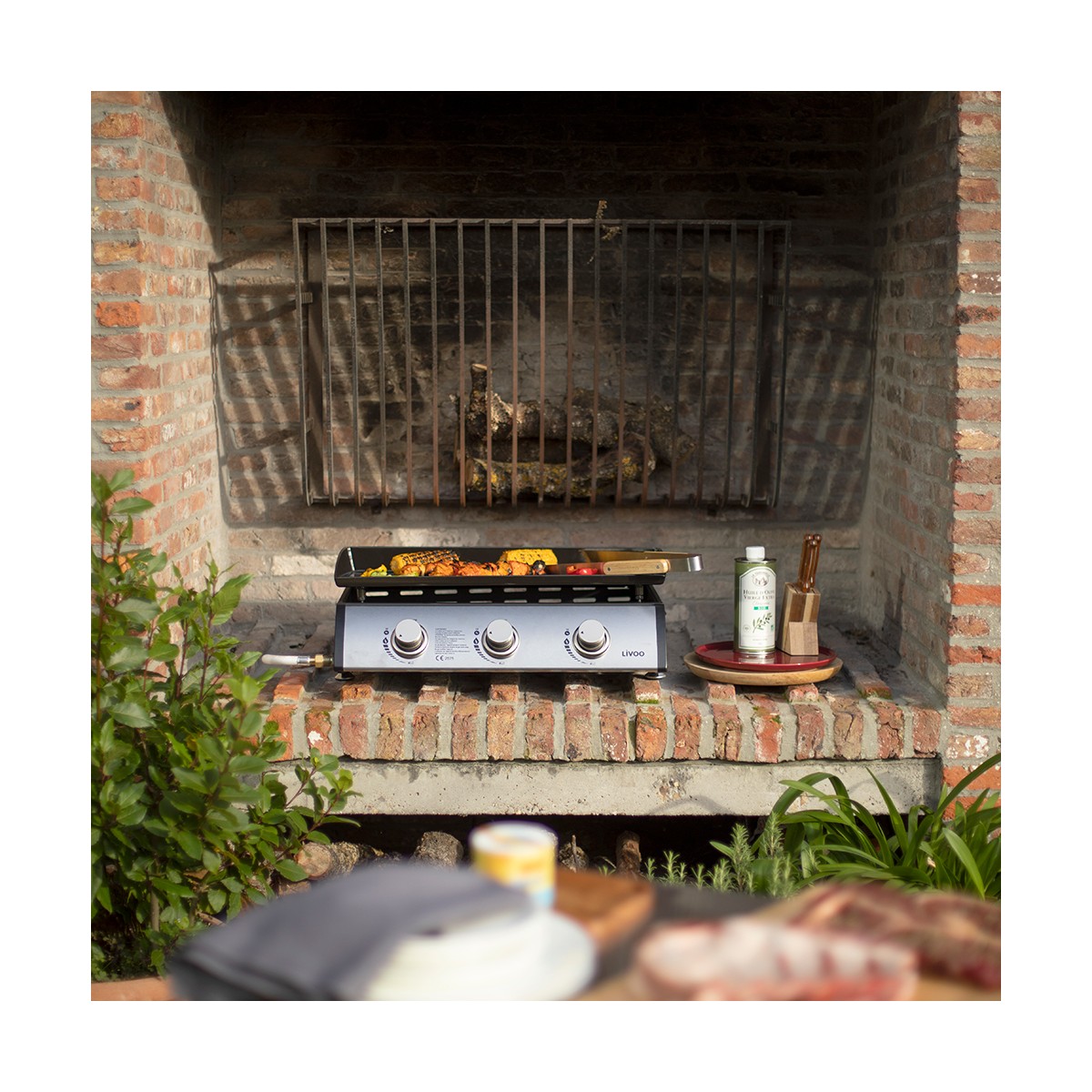 Plancha gaz 3 brûleurs gris, LIVOO