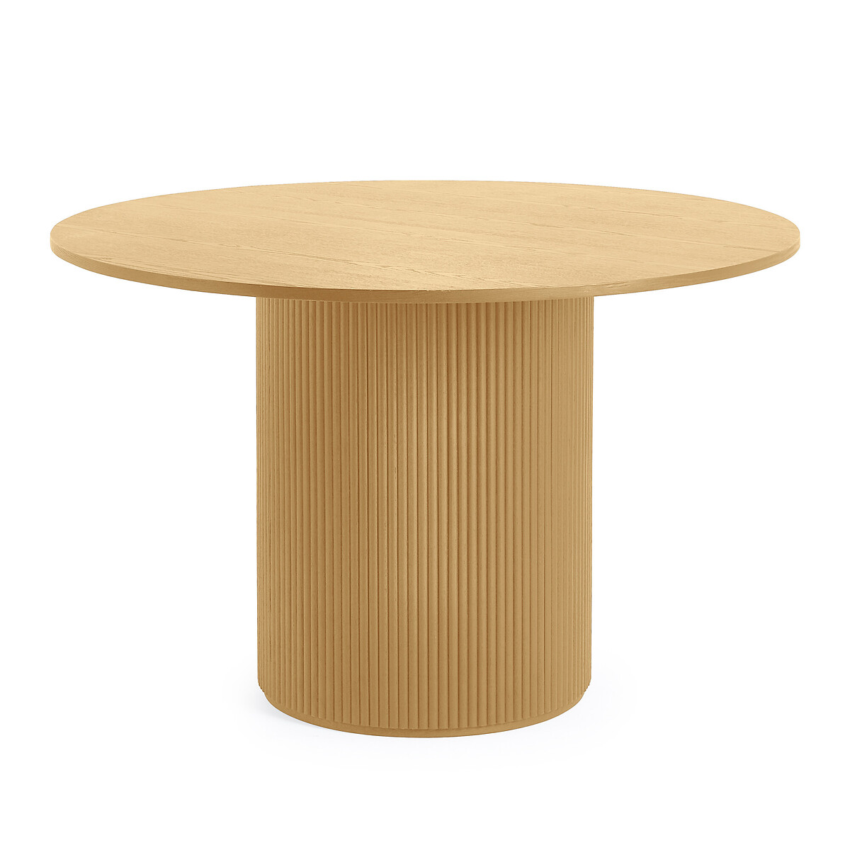 Leno Fluted Base Round Dining Table (Seats 4) light oak, SO'HOME