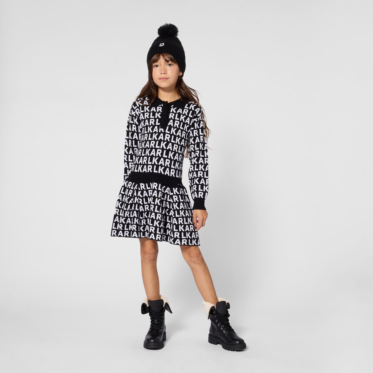Robe polo noir blanc, KARL LAGERFELD KIDS