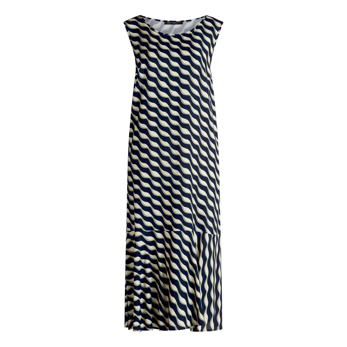 Robe à volants large encolure dark blue/green, BETTY BARCLAY
