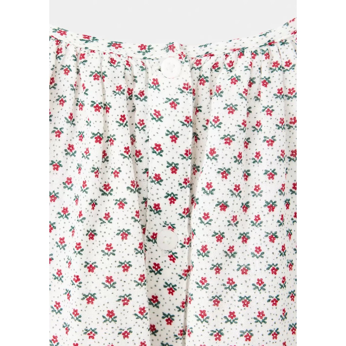 Blouse en coton à fleurs blanc cassé, MANGO BABY