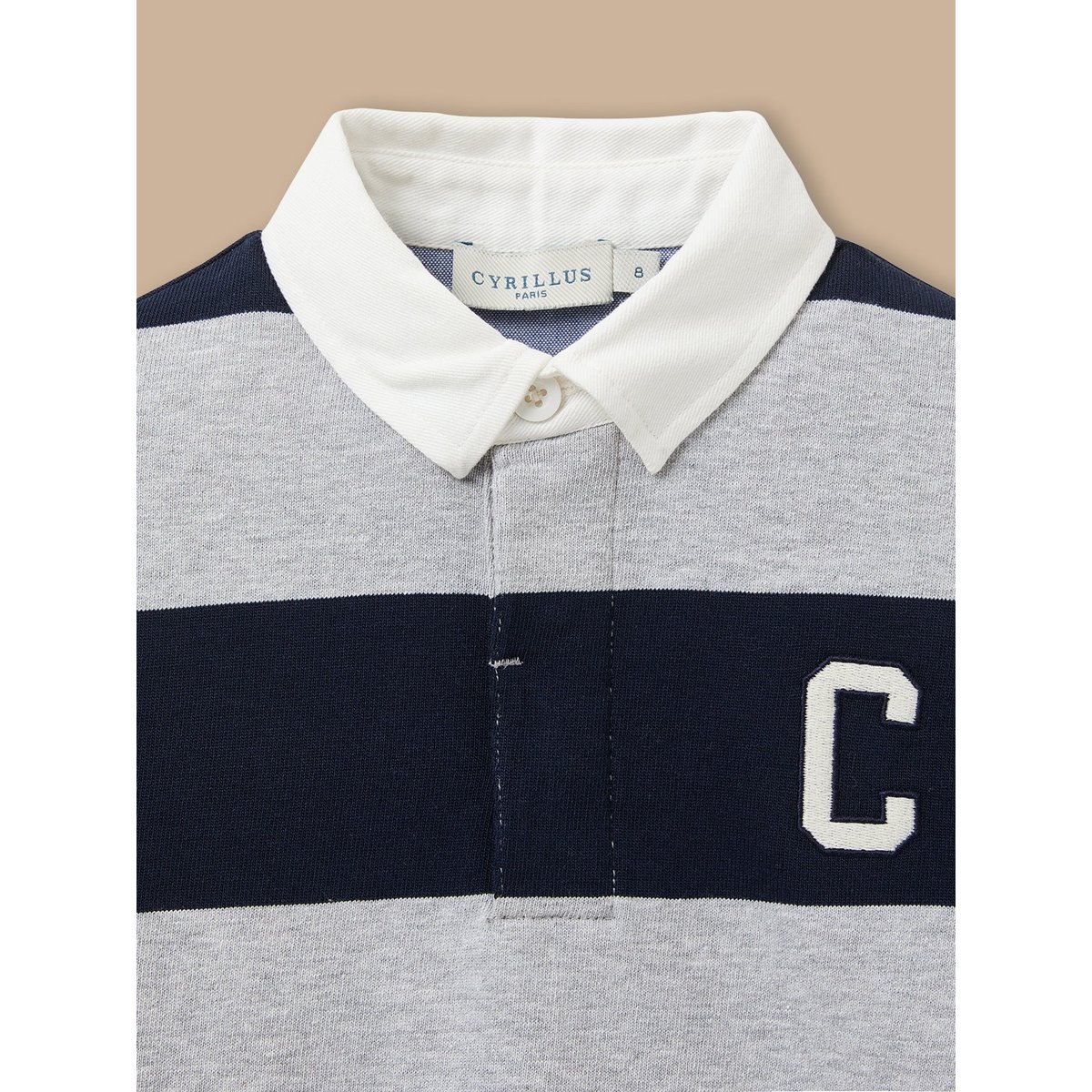 Polo rugby rayé gris chine, CYRILLUS