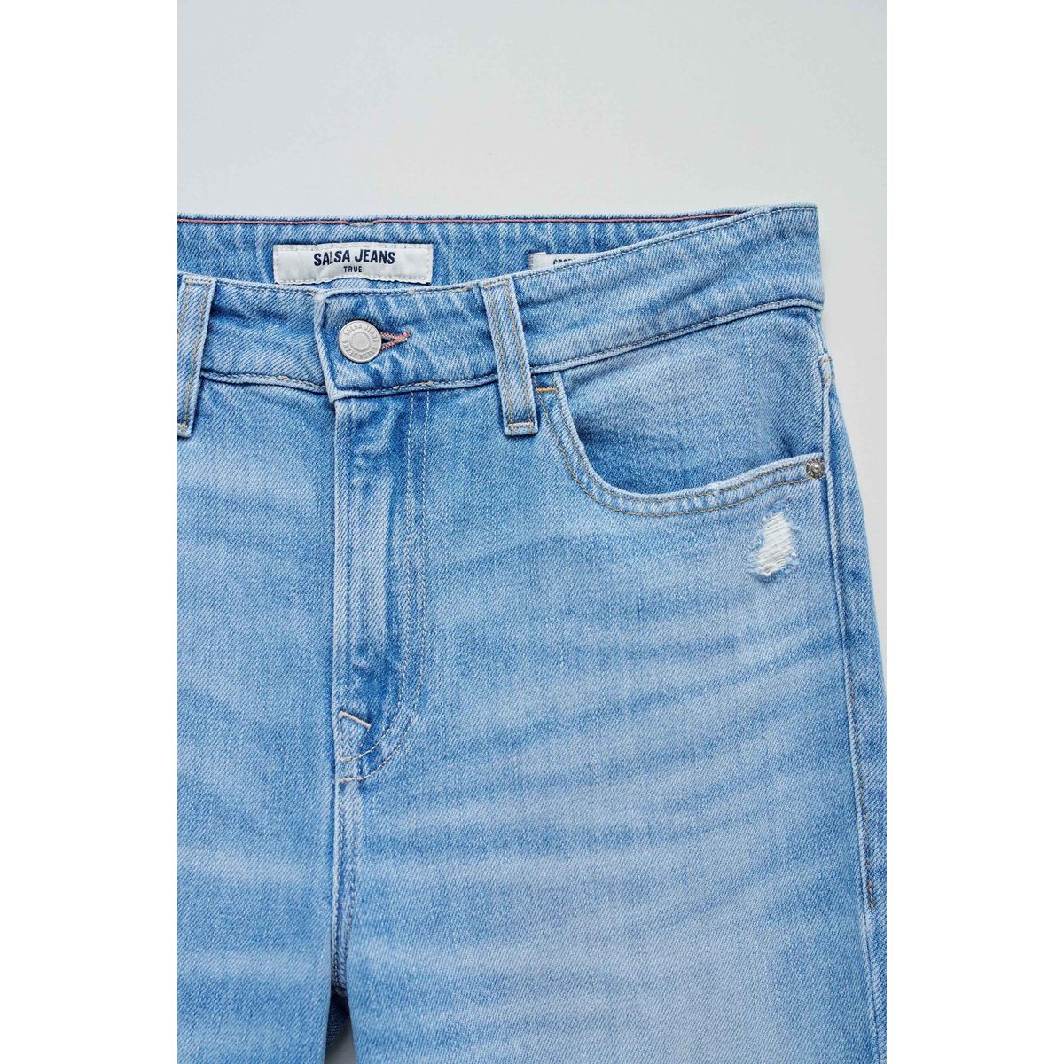 JEAN TRUE CROPPED SLIM AVEC DÉCHIRURES bleu, SALSA JEANS