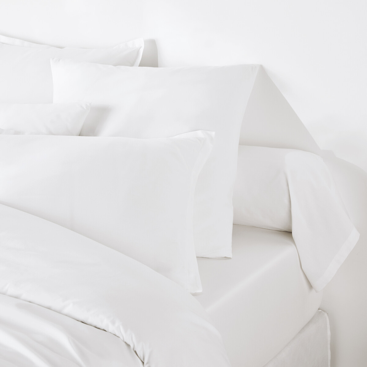 Taie de traversin en percale de coton, 80 fils, Scenario blanc, LA REDOUTE INTERIEURS