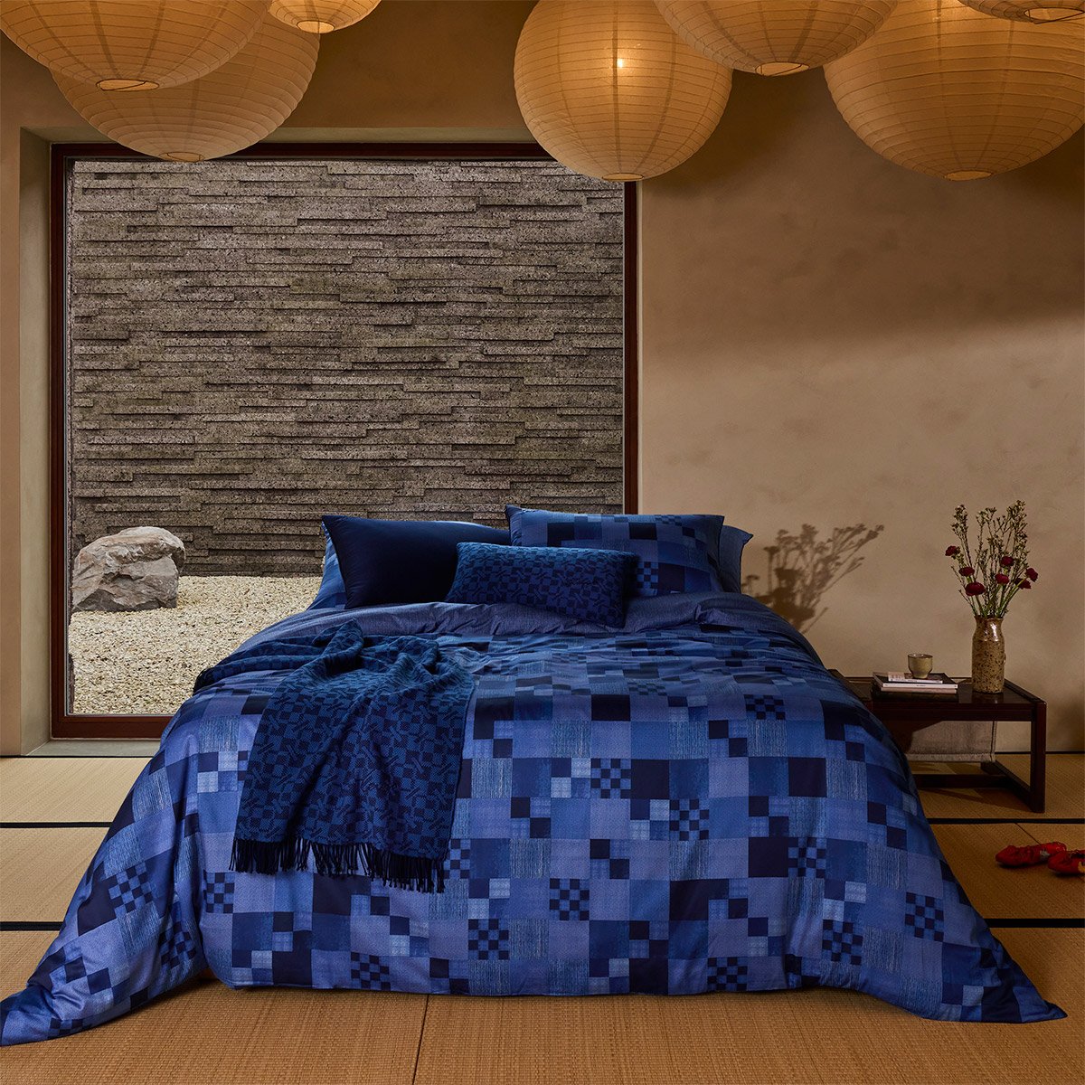 Housse de couette en satin, K INDIGO multicolore, KENZO HOME