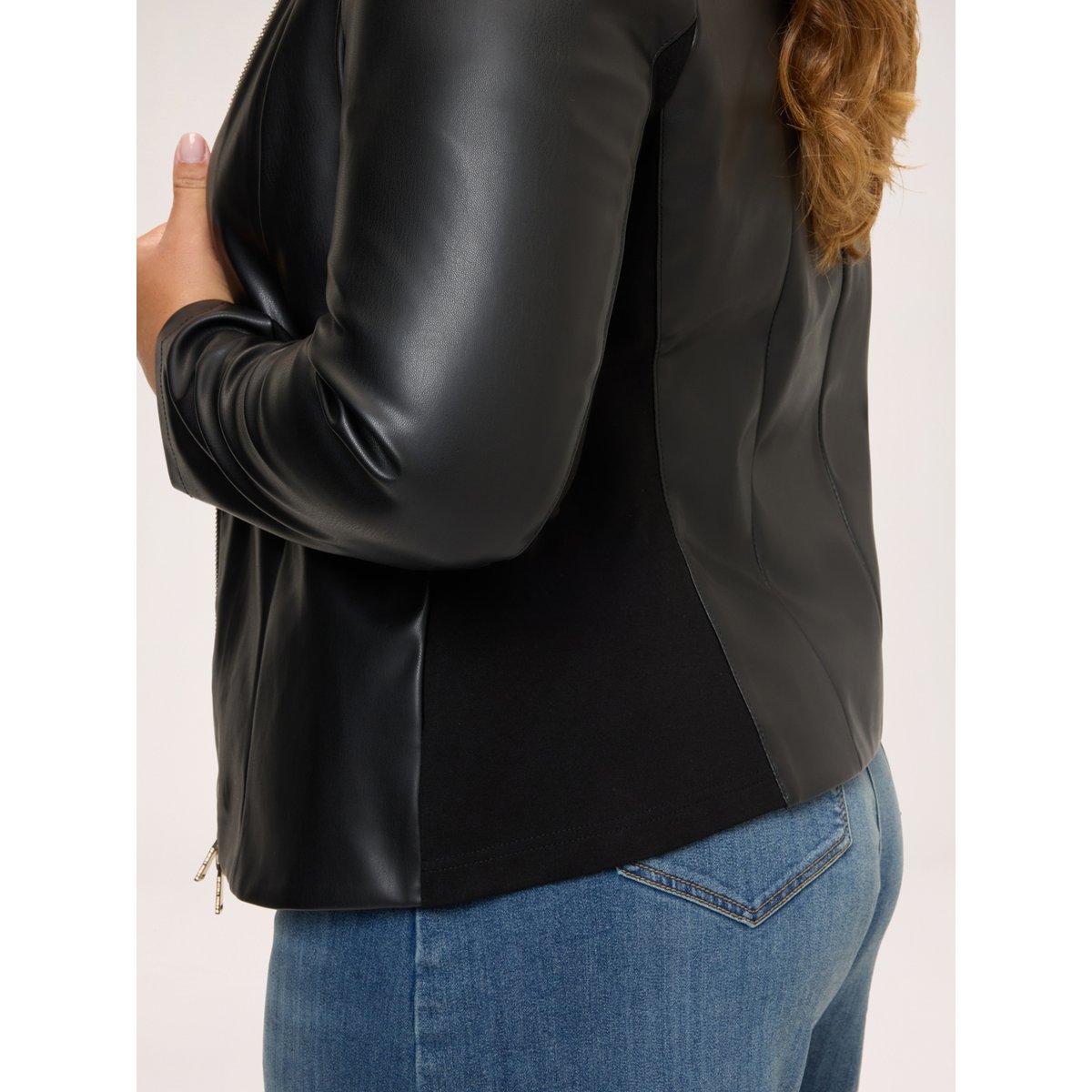 Veste biker avec col mao noir, FIORELLA RUBINO
