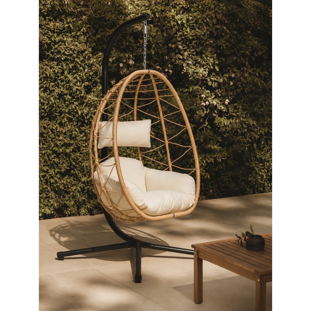 Fauteuil suspendu, rotin et métal, VENICE marron, NORDLYS