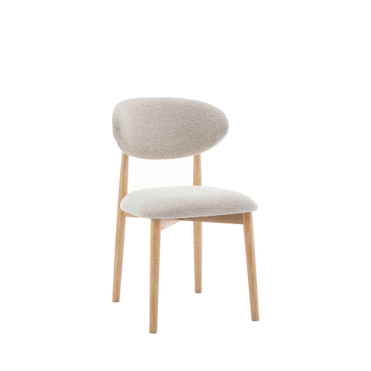 Lot de 2 chaises en tissu bouclette et bois- CLARA beige, DRAWER