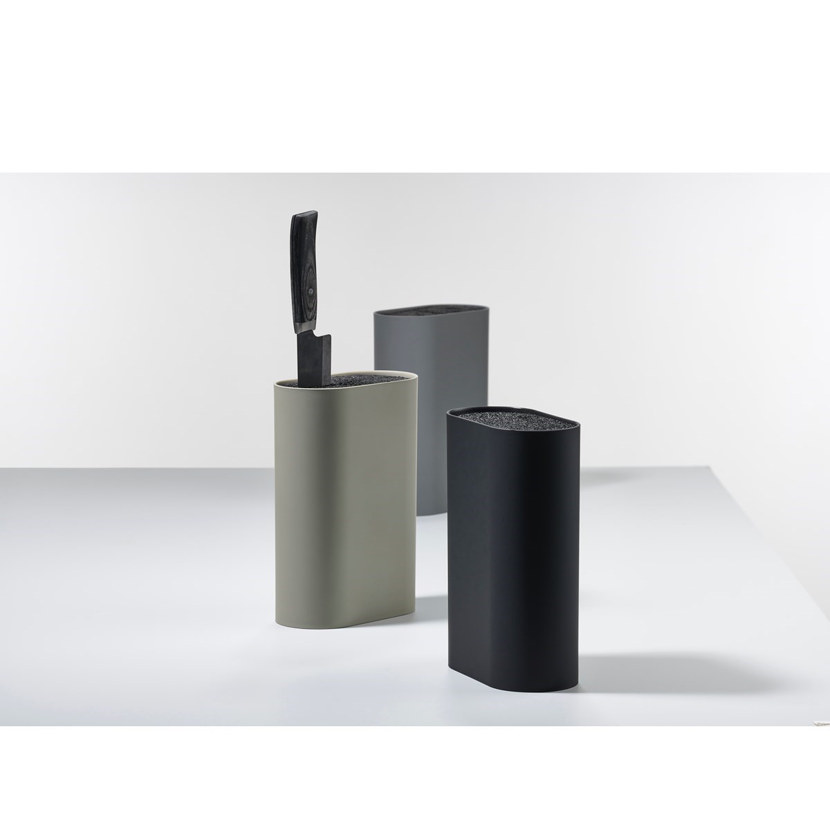 Bloc Couteaux Large L 17 x 9 x H 24 cm gris, ZONE DENMARK
