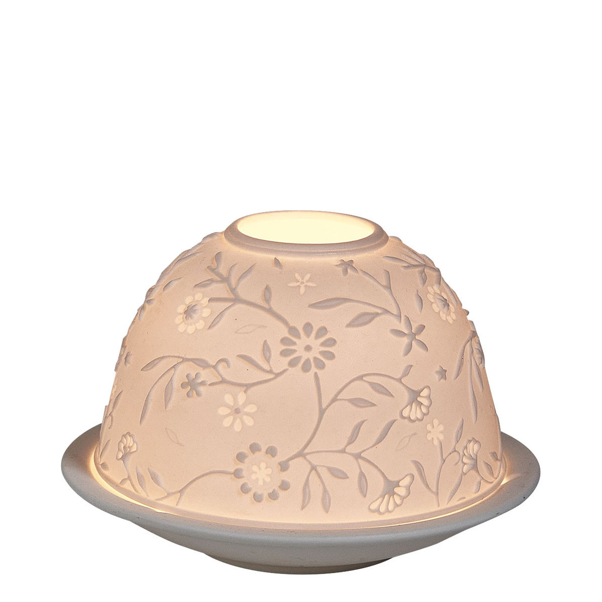 Photophore lithophanie Marguerite porcelaine blanc, MATHILDE M