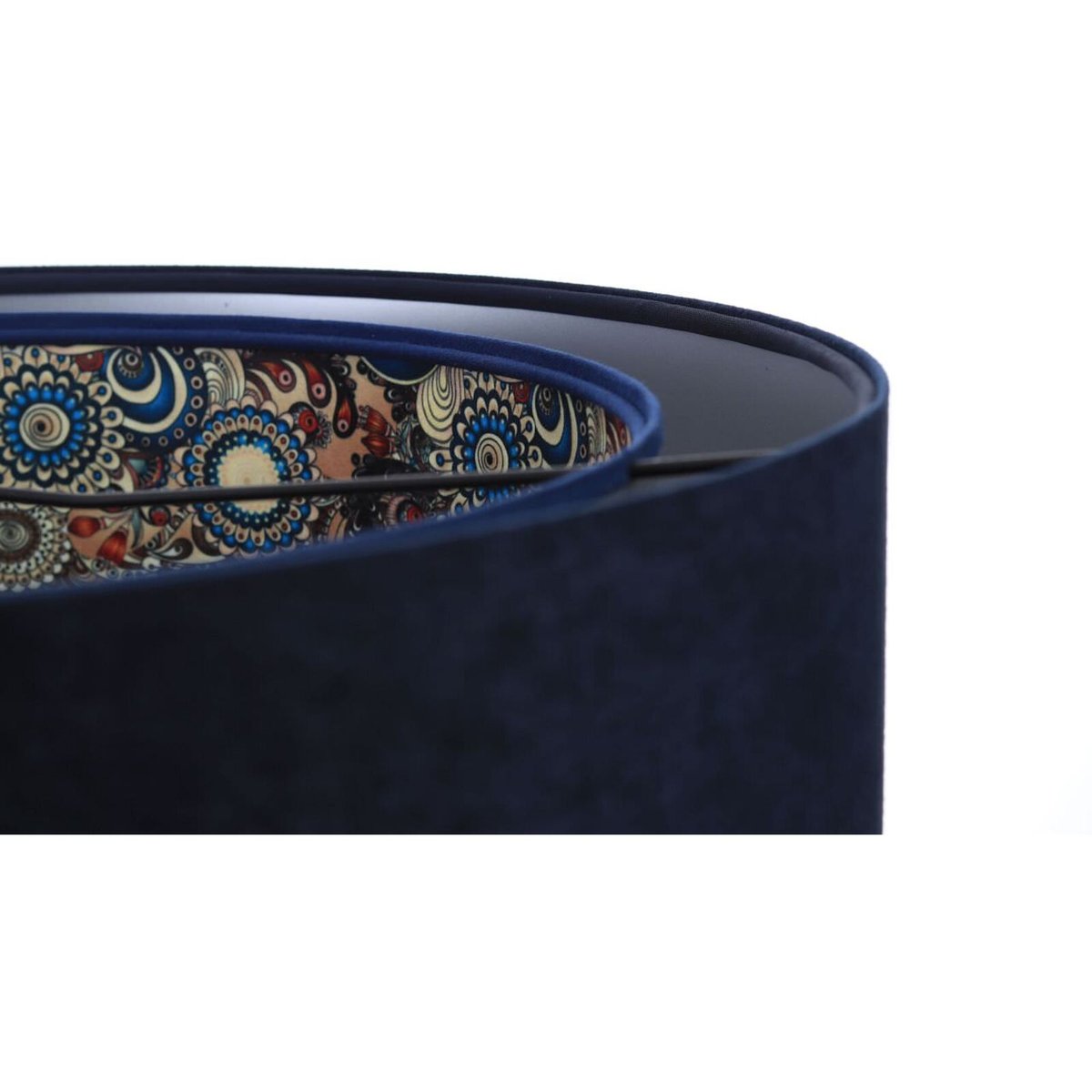 Suspension en velours, DUO ÉLÉGANT velours bleu marine et argenté intérieur décor multicolore, BPS KONCEPT