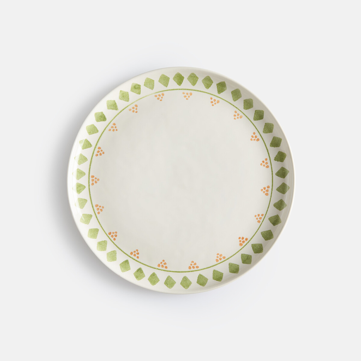 Set aus 4 flachen Tellern, aus Steingut, LIMAO palmendruck, LA REDOUTE INTERIEURS