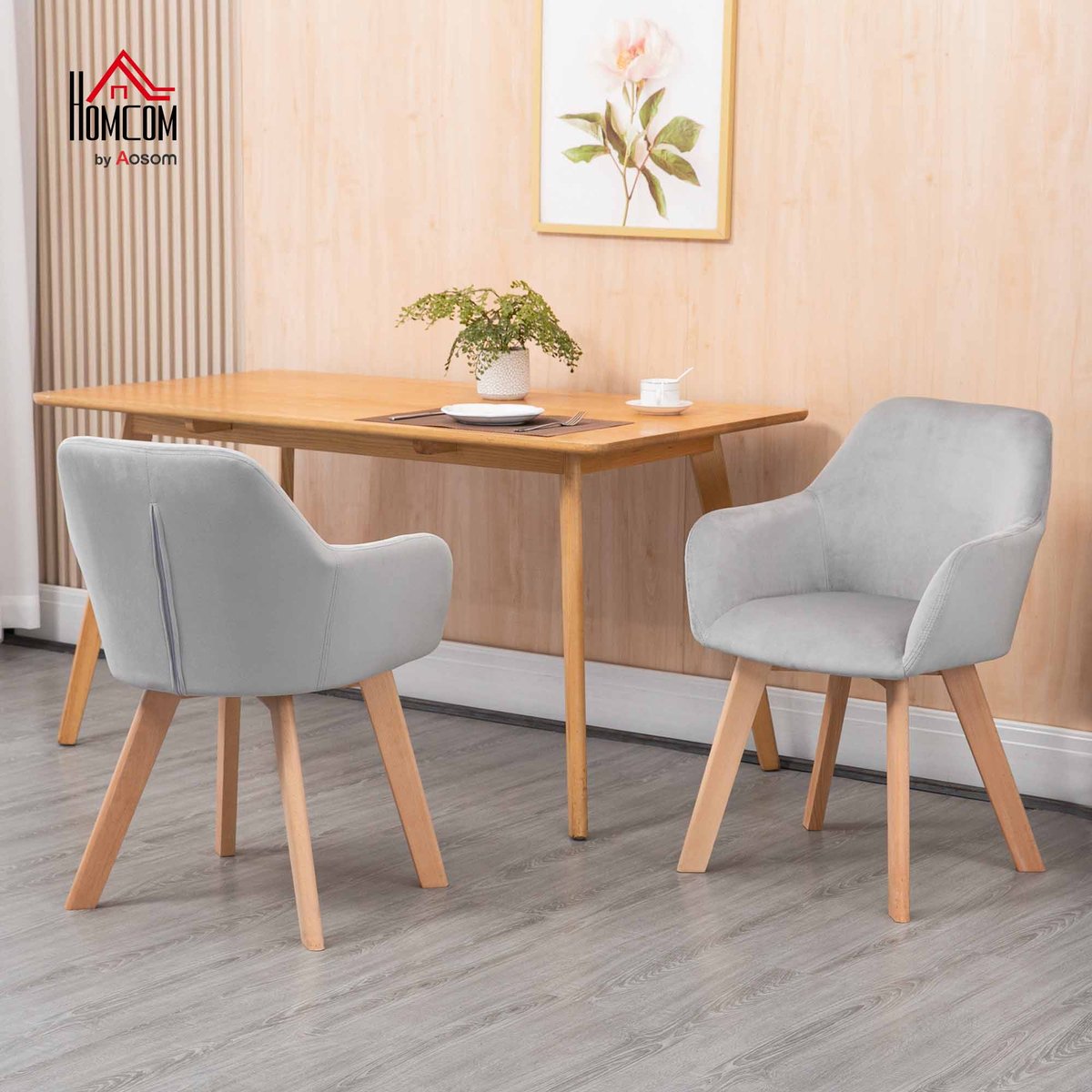 Chaise de salle à manger Tissu polyester gris, HOMCOM
