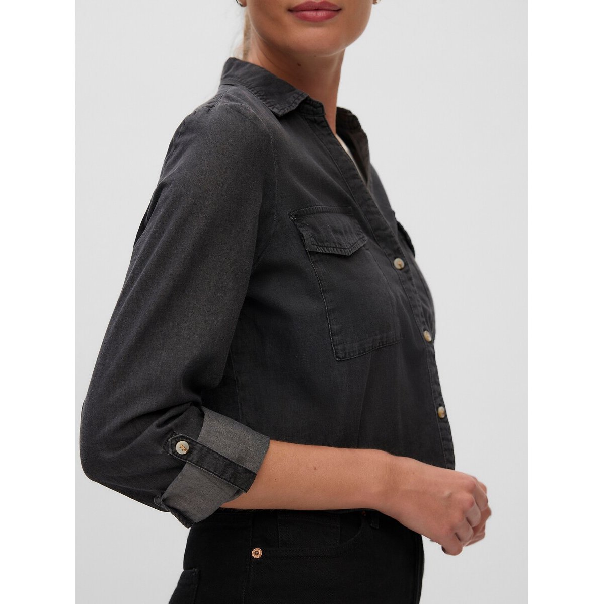 Chemise en denim noir, VERO MODA
