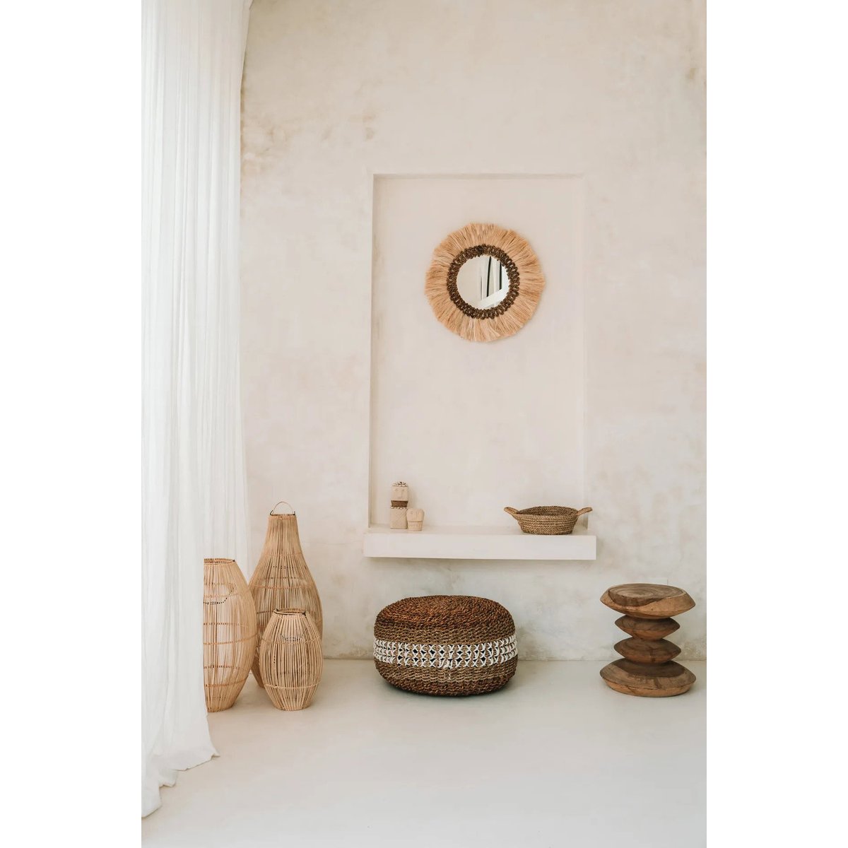 Suspension en rotin ZURI beige, BAZAR BIZAR