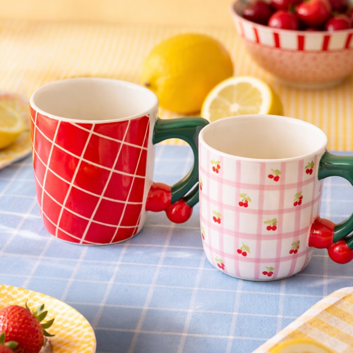 Lot de 4 mugs, Fruits en Folie rose, ARTIME