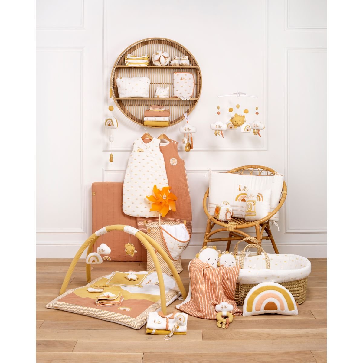 Bodies bébé en coton à manches longues lot de 3 jaune/blanc, SAUTHON