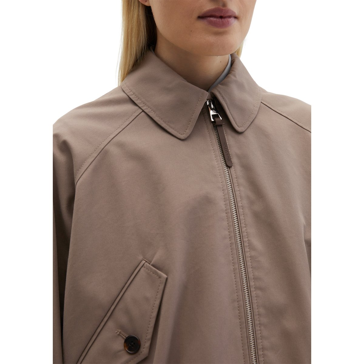 Blouson régulier en mélange de coton organique et de lyocell marron, MARC O'POLO