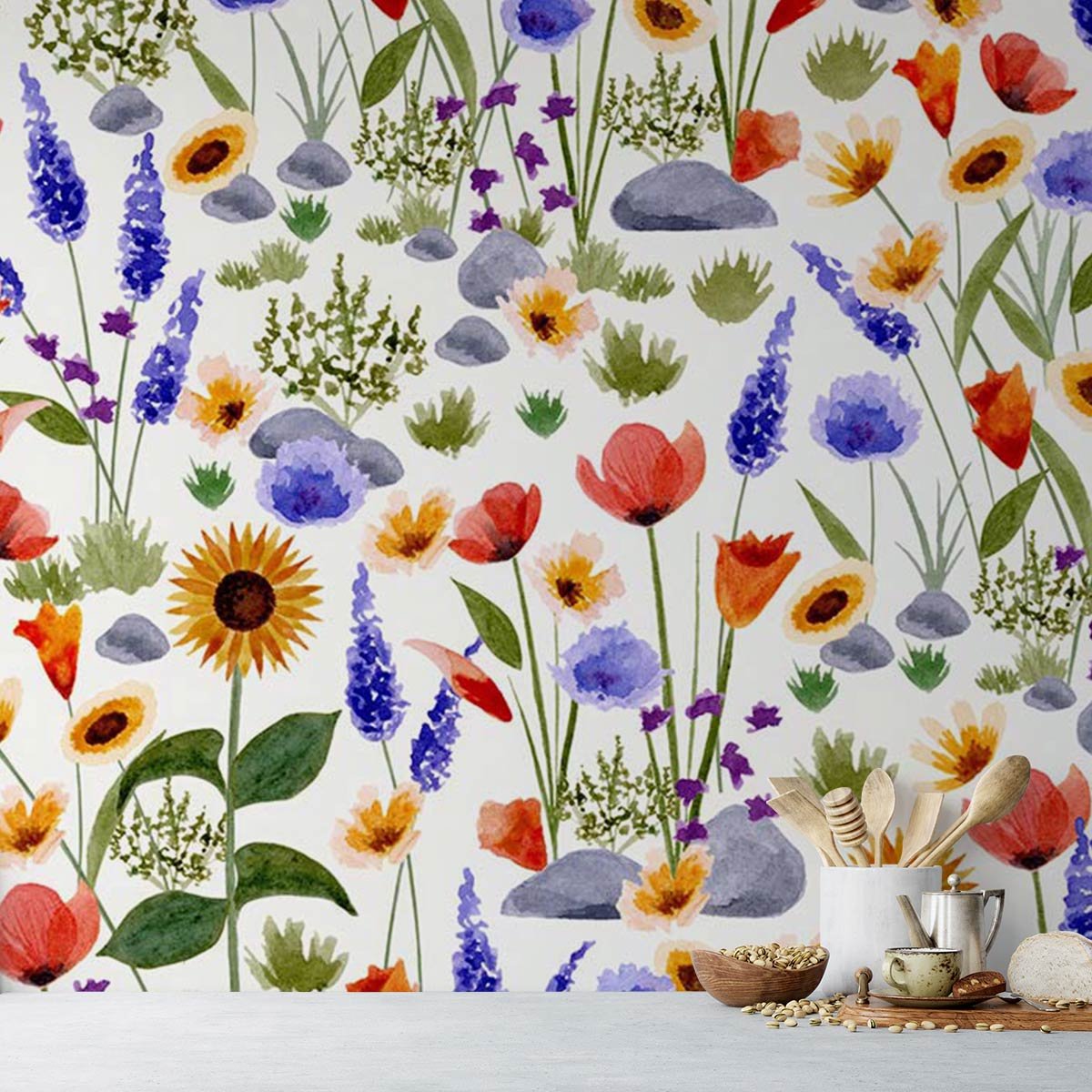 Papier peint sur les fleurs de nos campagnes intissé, HEXOA