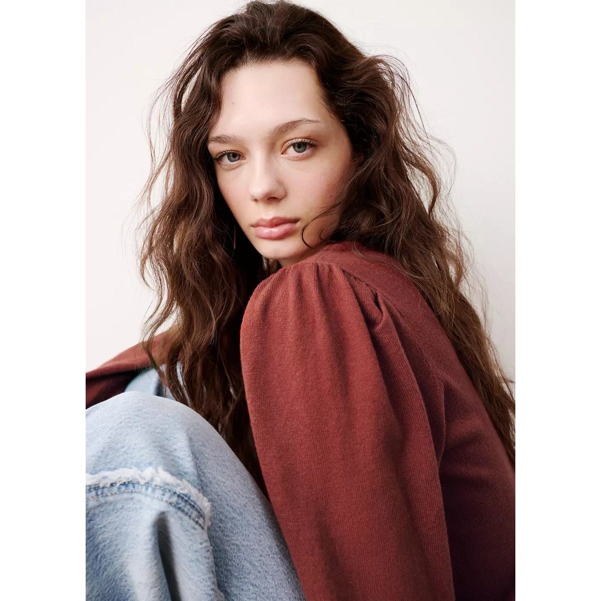 Pull-over détail froncé orange brûlé, MANGO TEEN