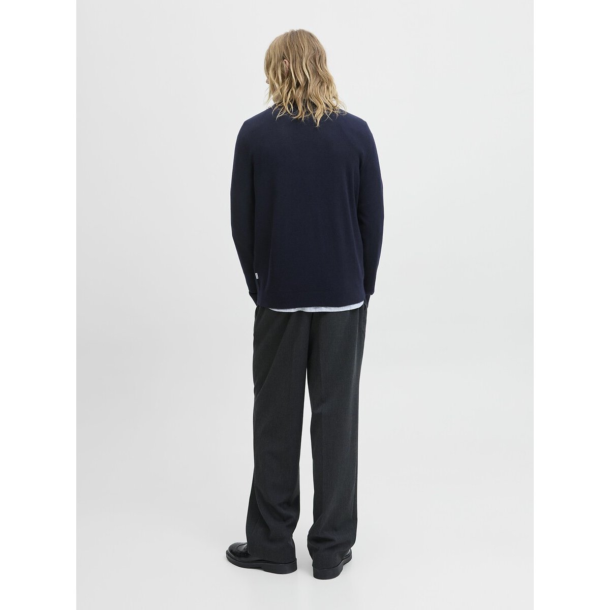 Pull col rond bleu marine, JACK & JONES