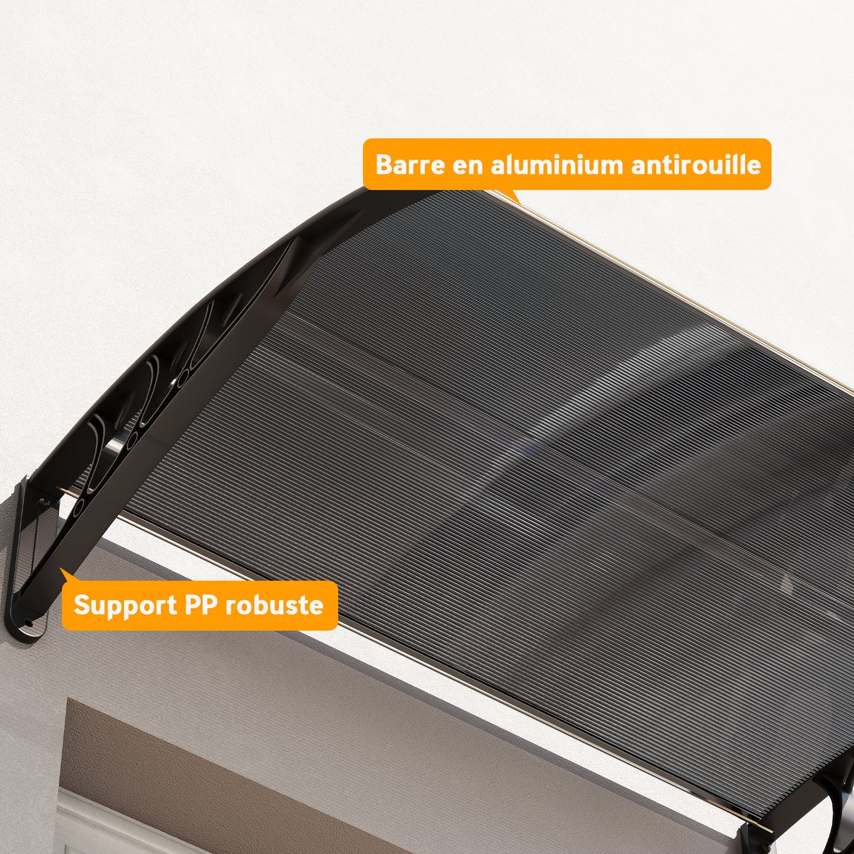Auvent de porte Polycarbonate Noir noir, OUTSUNNY