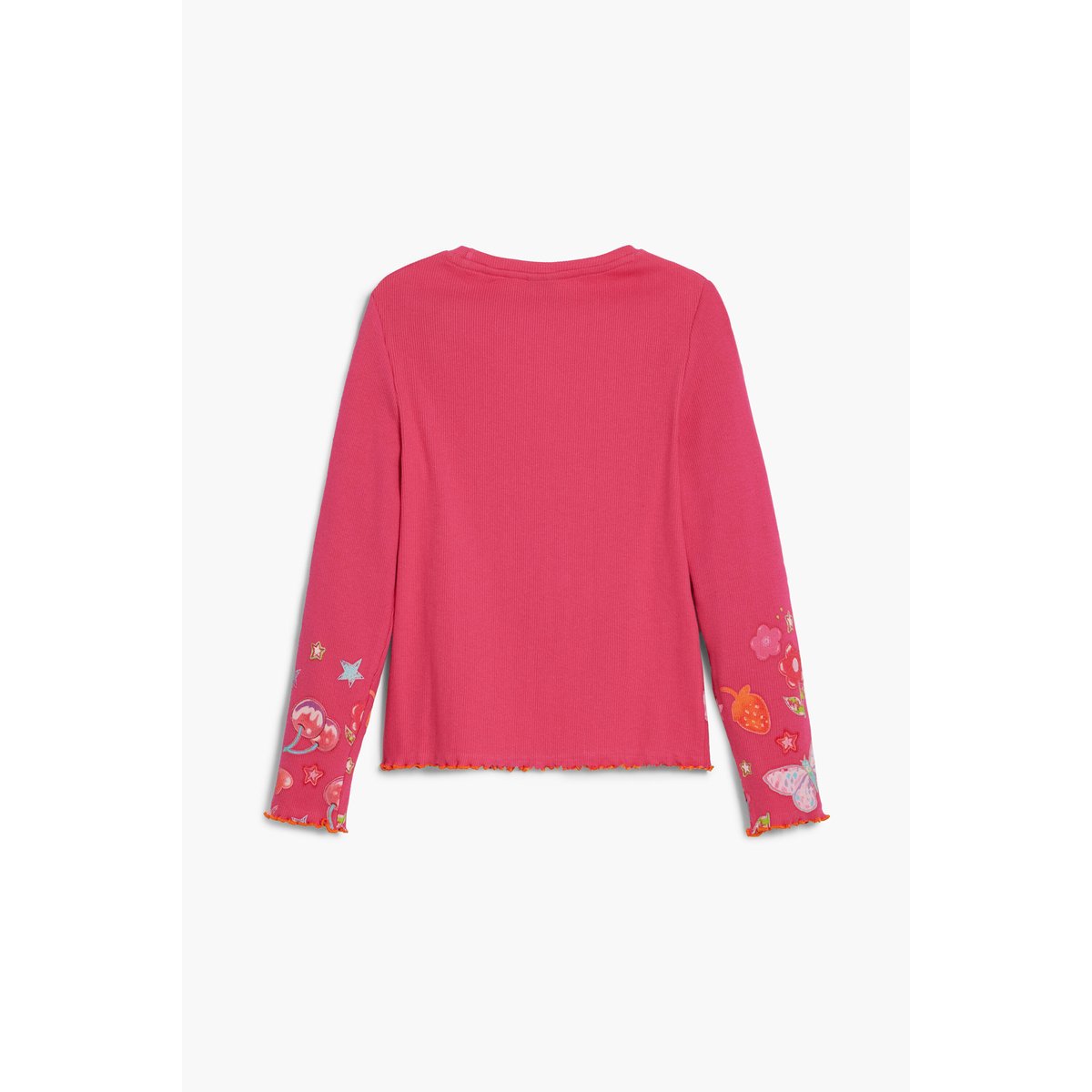 T-shirt à manches longues avec logo fleurs rouge, DESIGUAL