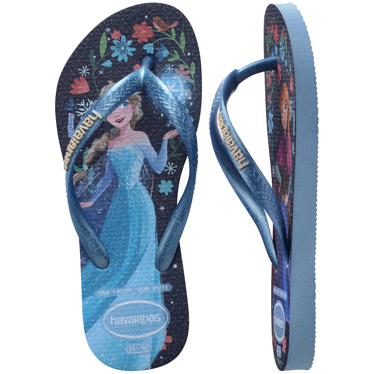 Tongs HAV KIDS SLIM PRINCESS bleu, HAVAIANAS