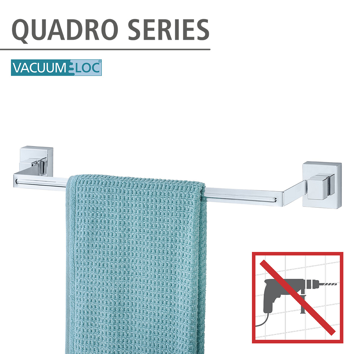 Porte serviette mural 1 barre en inox QUADRO chromé, WENKO