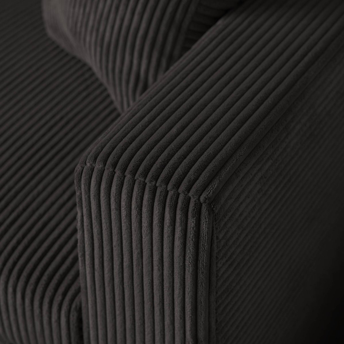 Canapé d'angle convertible réversible 3 places velours côtelé grosse côte avec coffre IDA gris foncé, SWEEEK