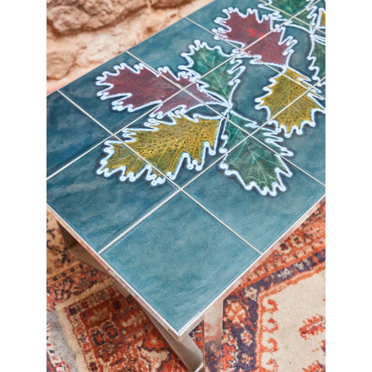 Table basse en céramique Léonie N°1013 - Bon état vert, DEBONGOUT