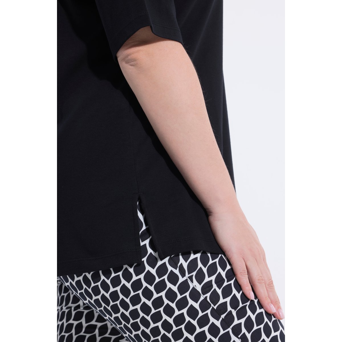 T-shirt en coton Pima noir, ULLA POPKEN
