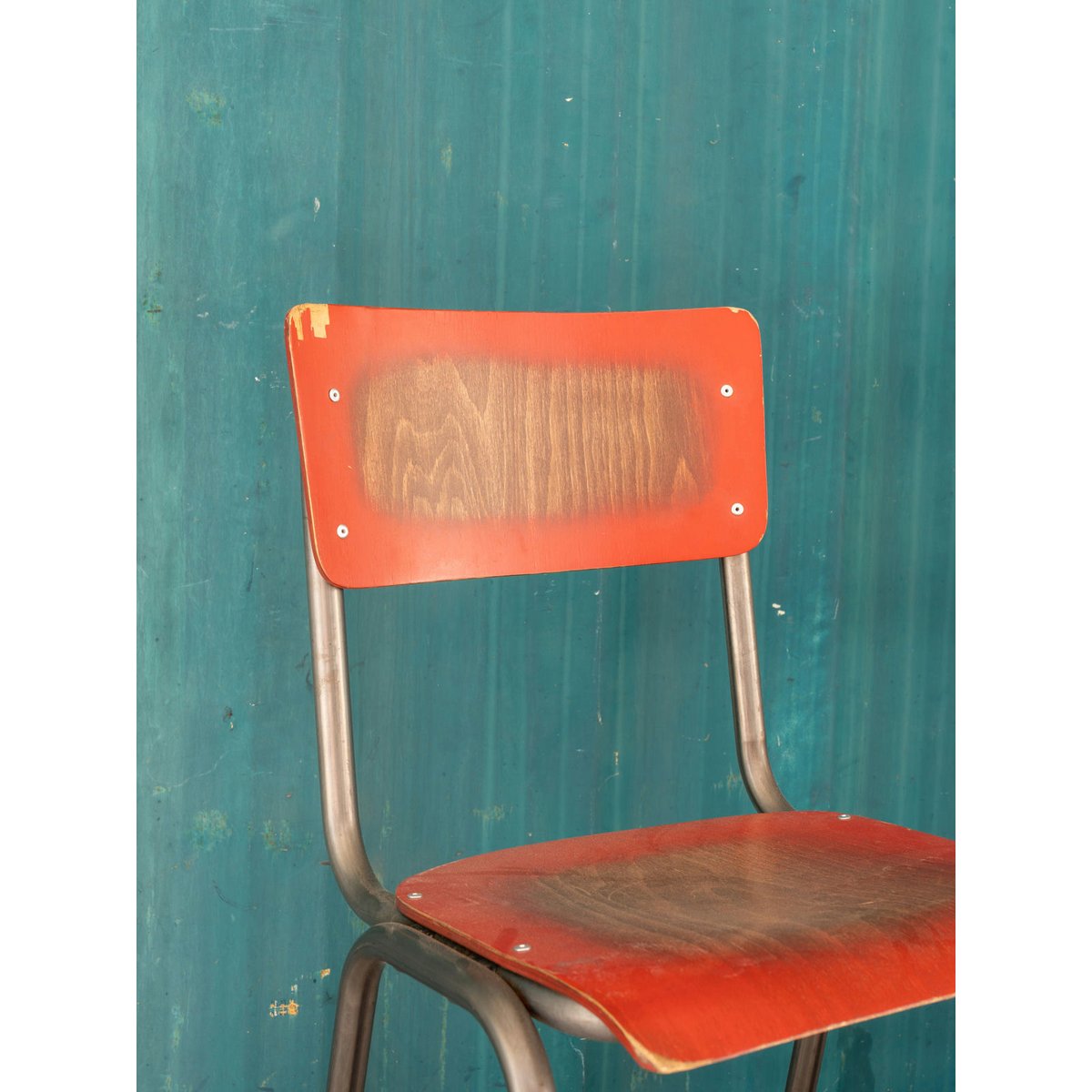 Paire de chaises hautes en bois et métal Alma N°1710 - Bon état gris, DEBONGOUT