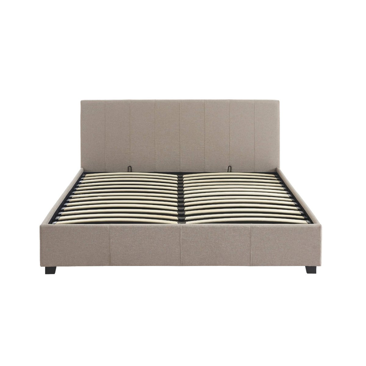Lit coffre avec sommier à lattes et tête de lit 160 x 200cm finition tissu AVALON beige, SWEEEK