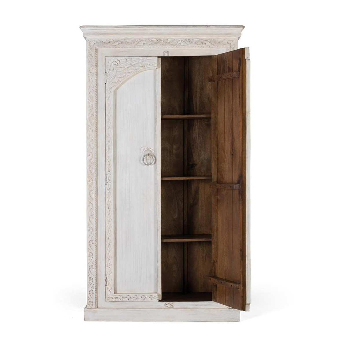 Armoire 2 portes Bois Blanc blanc, DECORATION D’AUTREFOIS