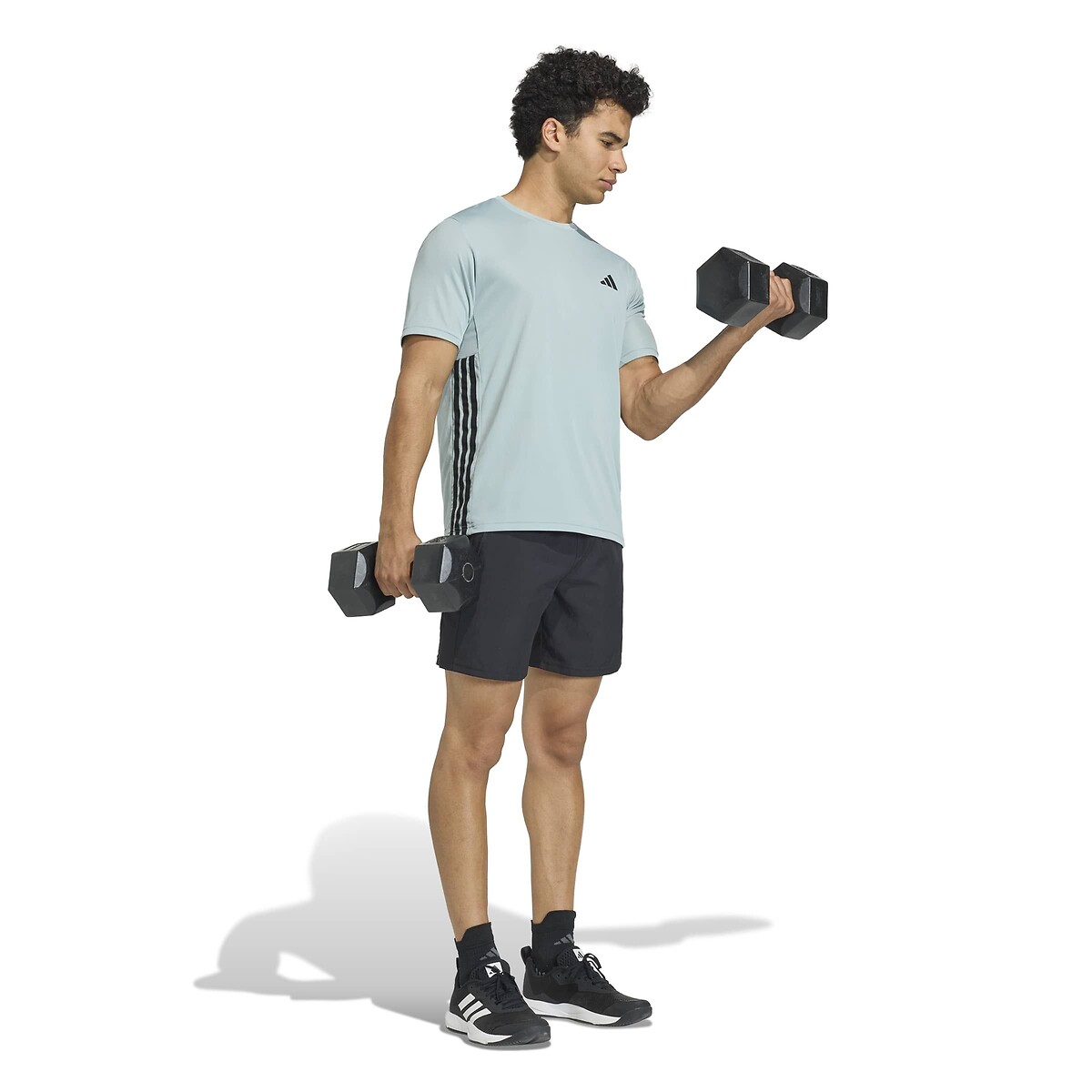 T-shirt de sport manches courtes 3 bandes ESSENTIALS sauge, adidas Performance
