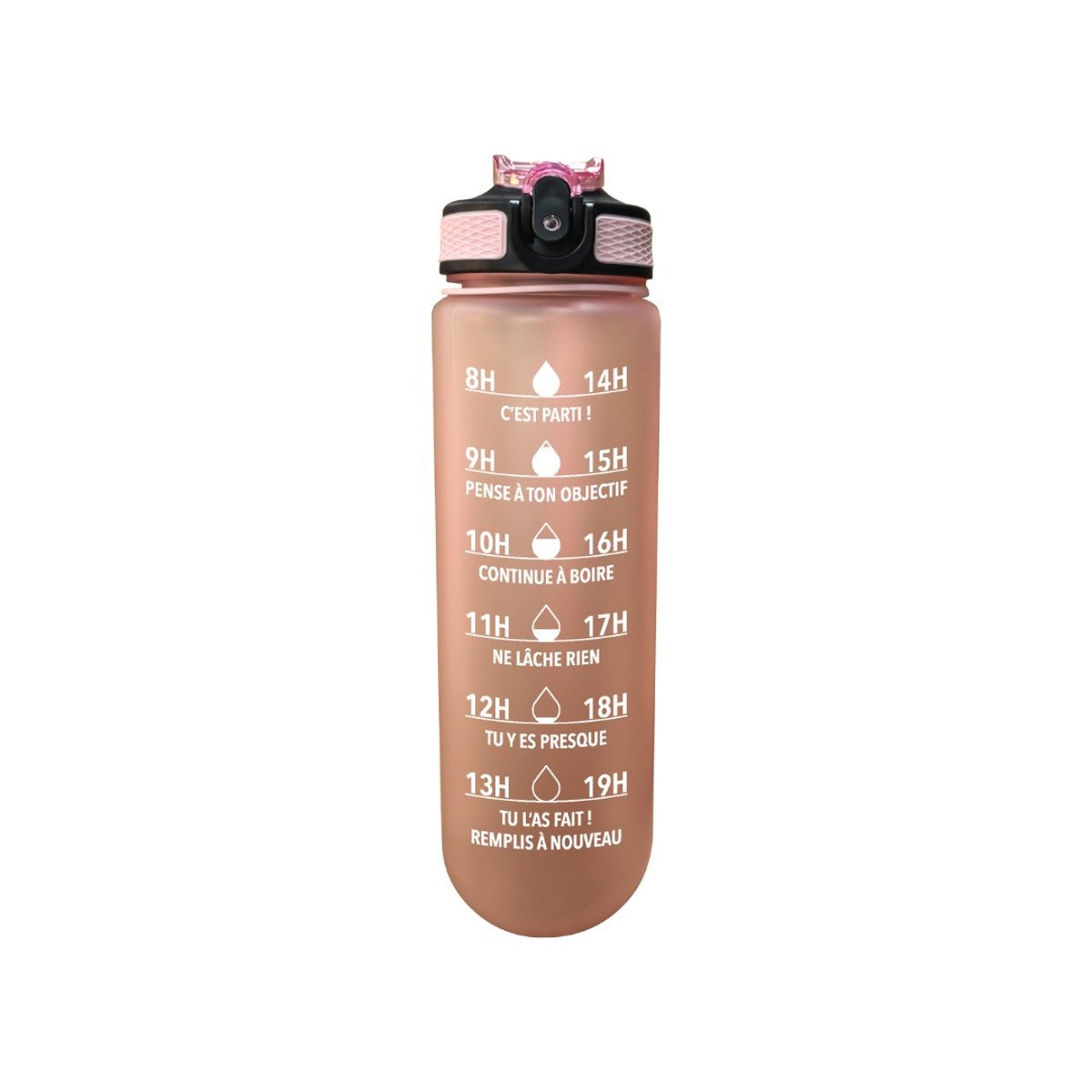 Gourde de motivation hydratation rose rose, ARTIME